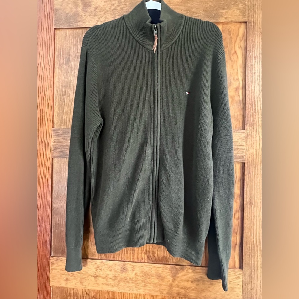 Tommy Hilfiger Green Zip Up Sweater Size M